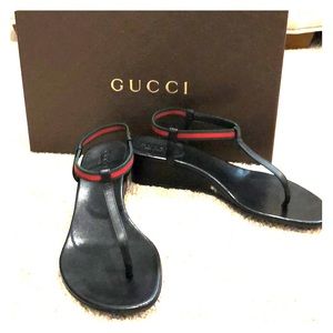 Authentic Gucci Black Wedge Sandals